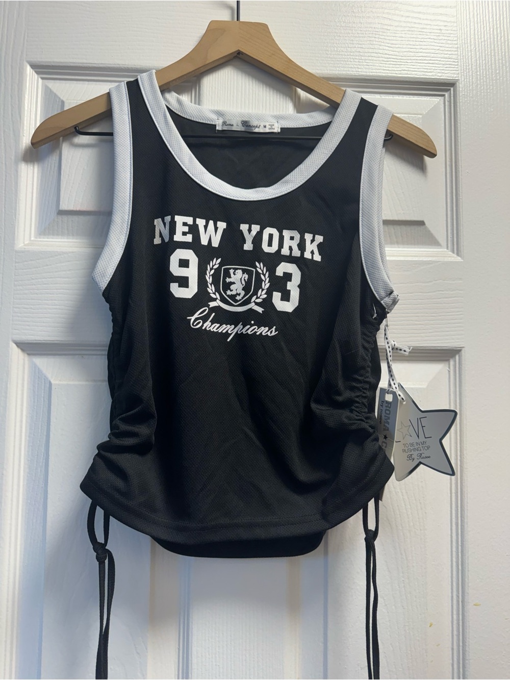 Black New York 93 Champions Mesh Tank Top with Contrast Trim